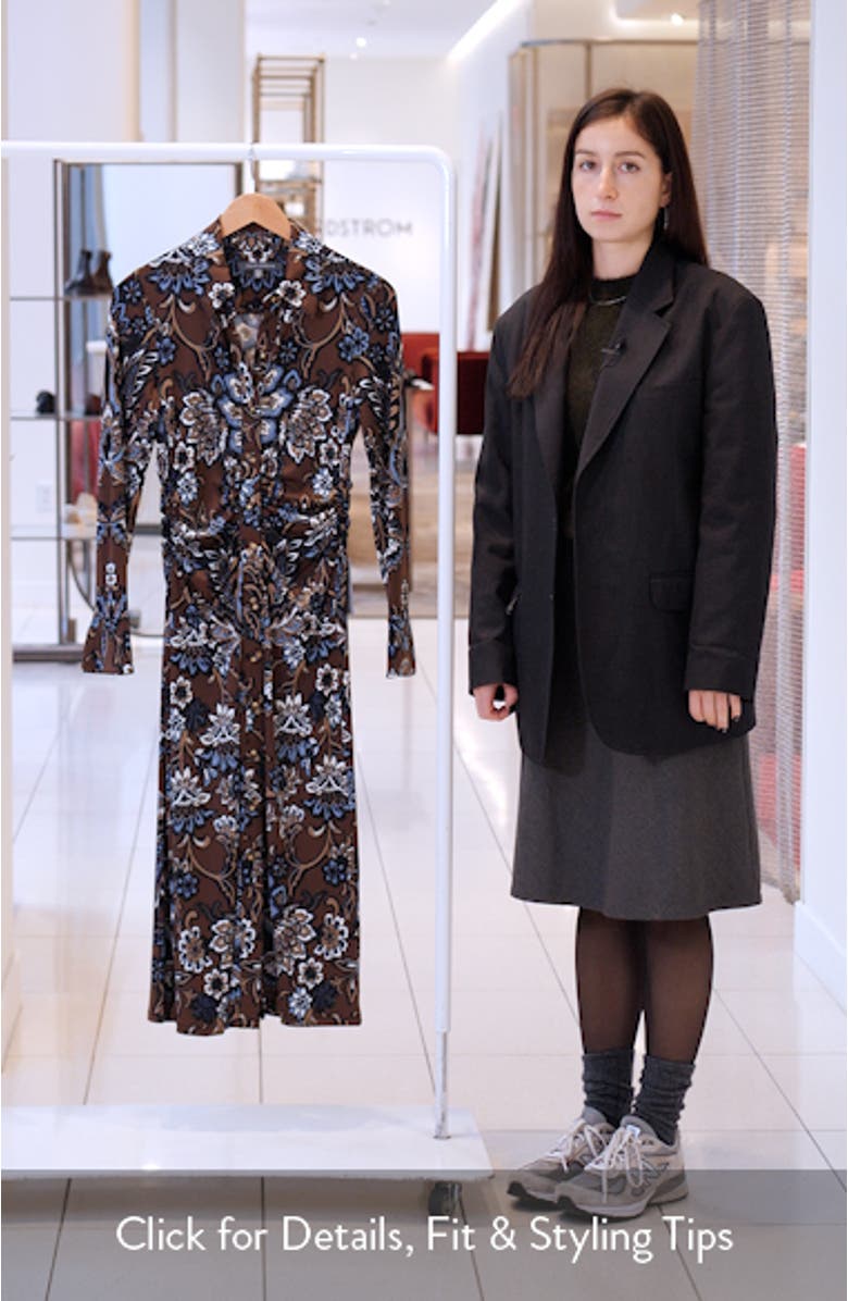 Floral Print Long Sleeve Shirtdress, sales video thumbnail