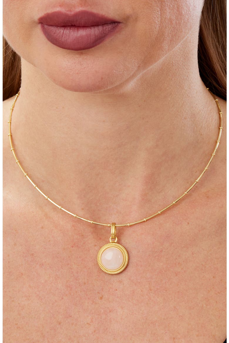 Rose Quartz Station Chain Pendant Necklace, Main, color, YELLOW