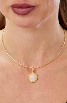 Rose Quartz Station Chain Pendant Necklace
