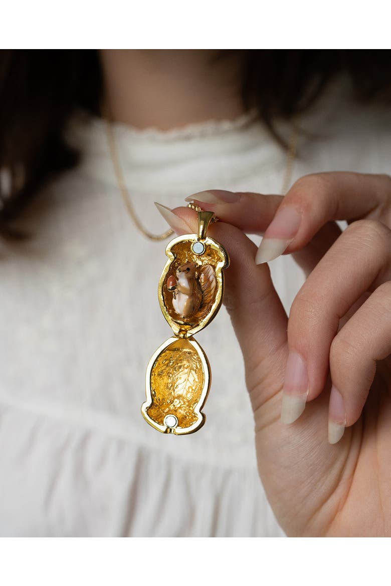 Squirrel Acorn Locket, Alternate, color, Squirrel Acorn