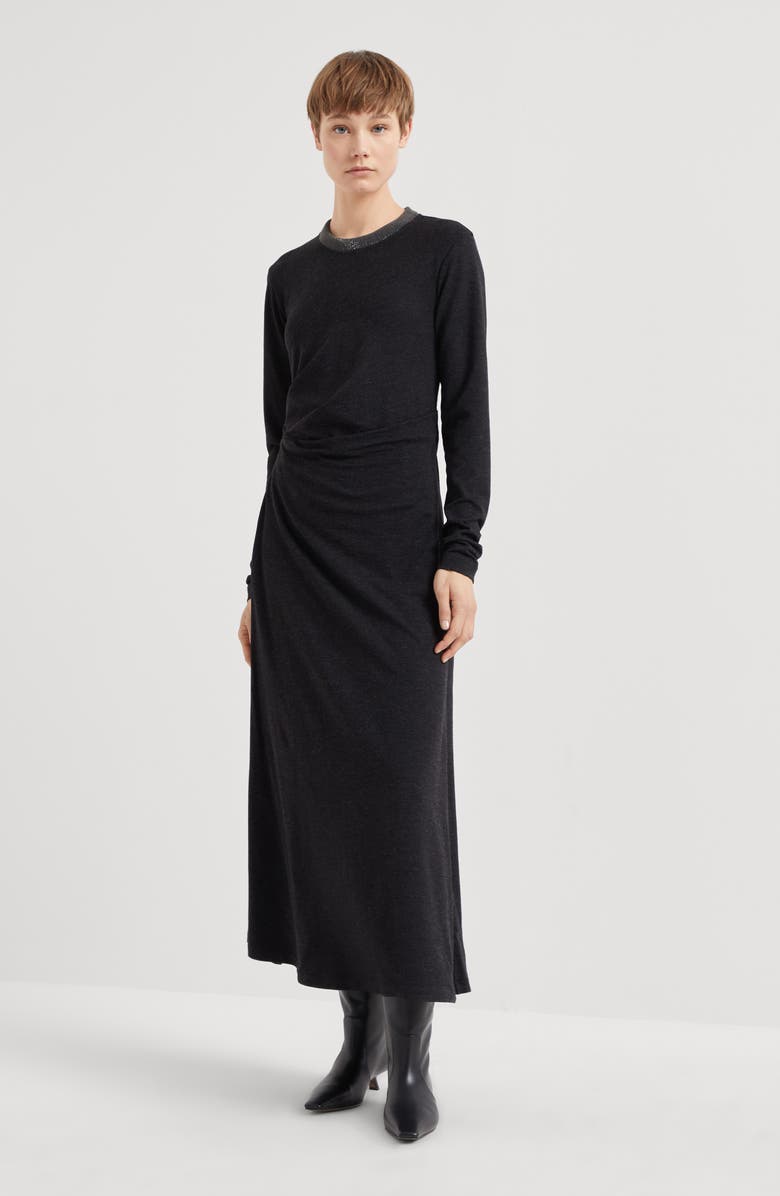 Brunello Cucinelli Virgin wool jersey dress, Alternate, color, 