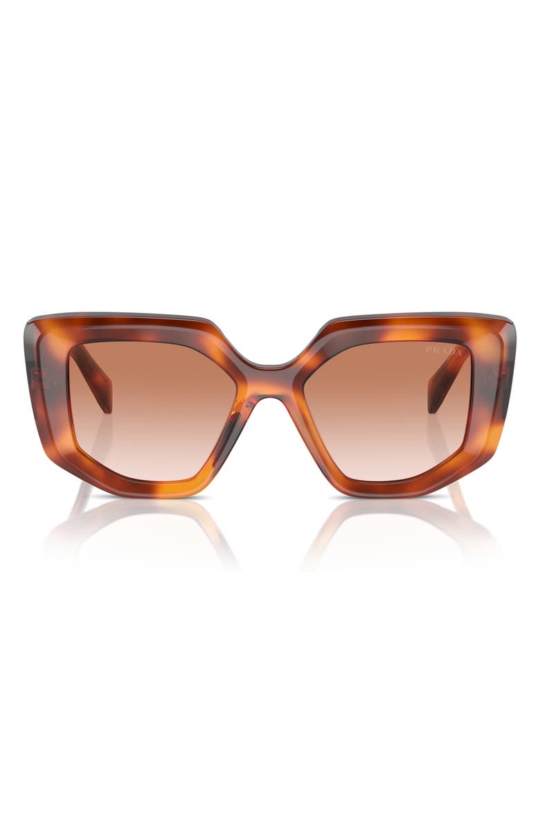 Prada 50mm Rectangular Sunglasses, Main, color, Brown Grad