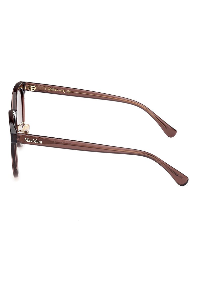 Max Mara 54mm Round Sunglasses, Alternate, color, Shiny Dark Brown / Brown