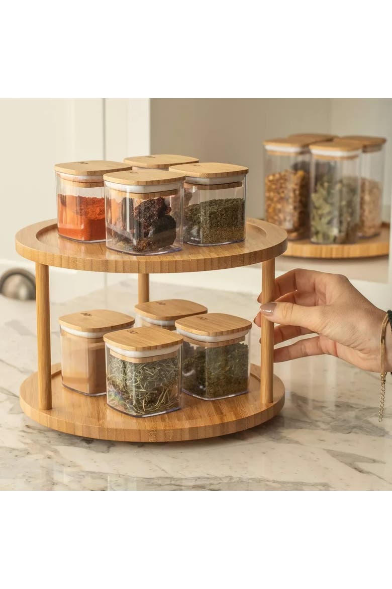 Clear Stackable Airtight Food Storage Container with Wood Lid, Alternate, color, Clear
