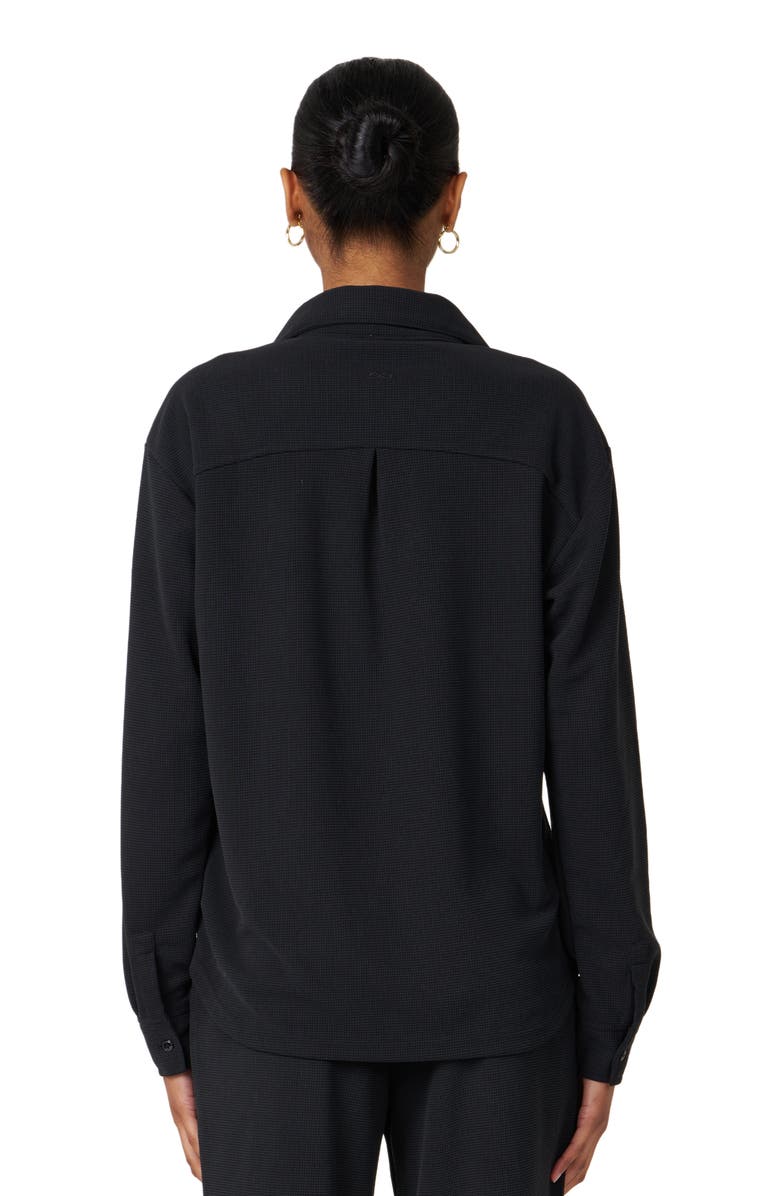 Rebody Active Retreat Waffle Button Down Shirt, Alternate, color, Black