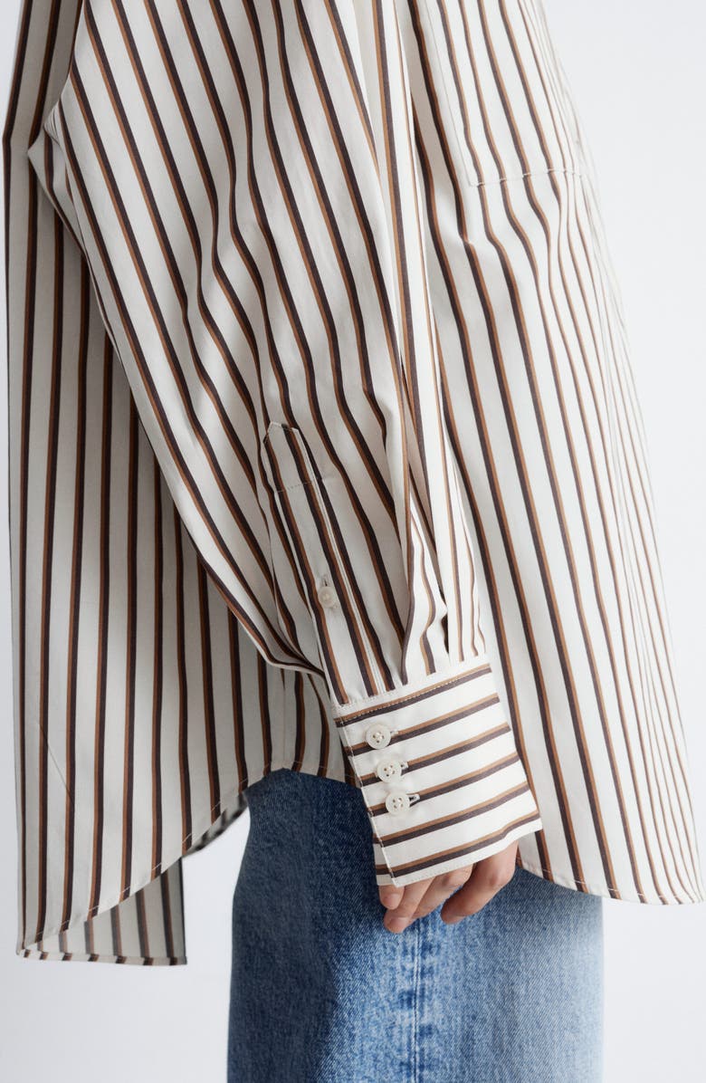 & Other Stories Stripe Oversize Cotton Button-Up Shirt, Alternate, color, White Dusty Light