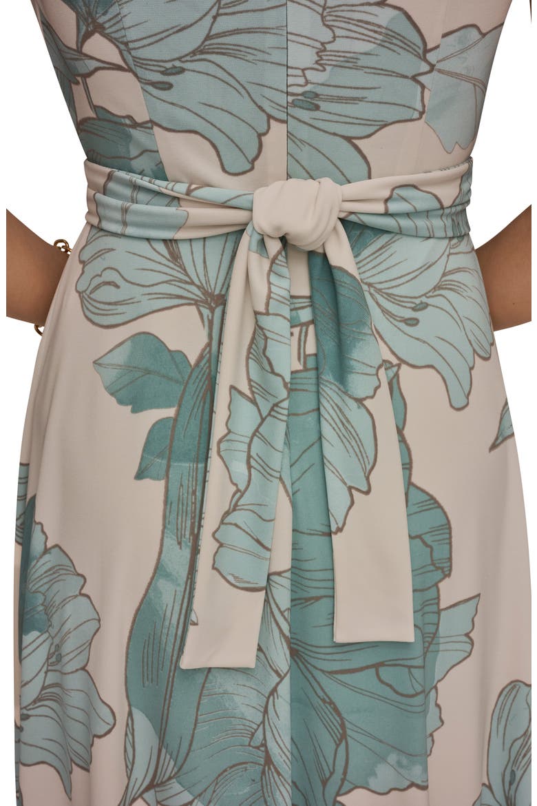V-Neck A-Line Dress, Alternate, color, VELLUM/ WATERLILY MULTI