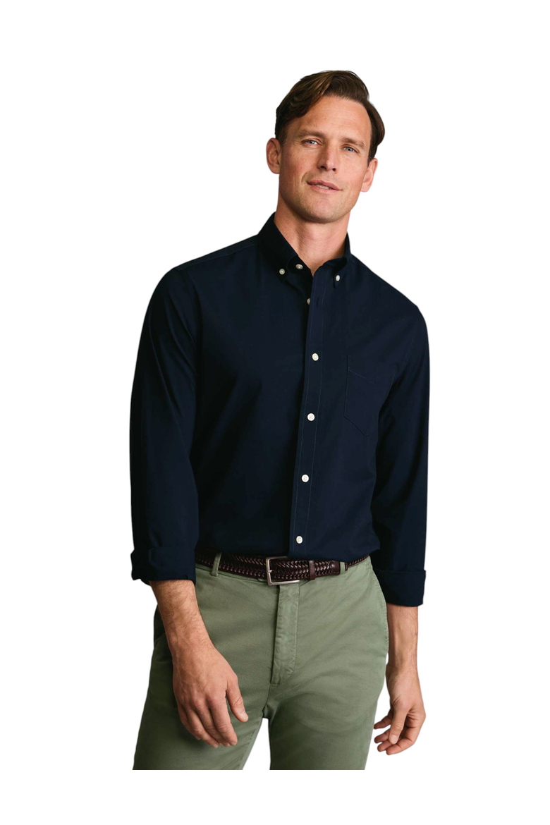 Plain Stretch Washed Poplin Shirt, Main, color, Dark Blue