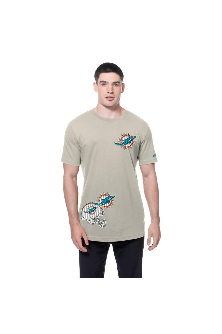 Men's New Era Light Beige Miami Dolphins Multi Patch T-Shirt, Alternate, color, Light Beige
