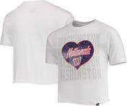 New Era Girls Youth New Era White Washington Nationals Flip Sequin Heart Crop Top