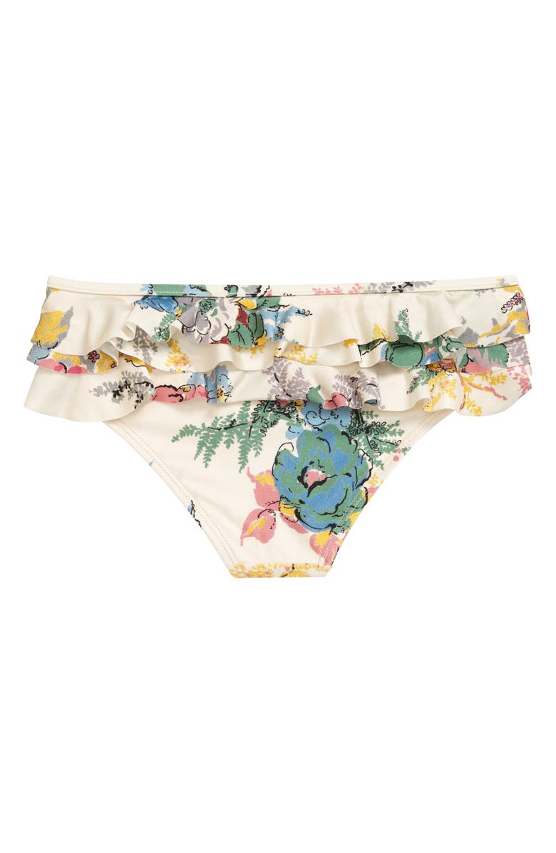 Zimmermann Kids' Clover Frill Floral Print Bikini Bottoms, Alternate, color, Honey Garden Floral