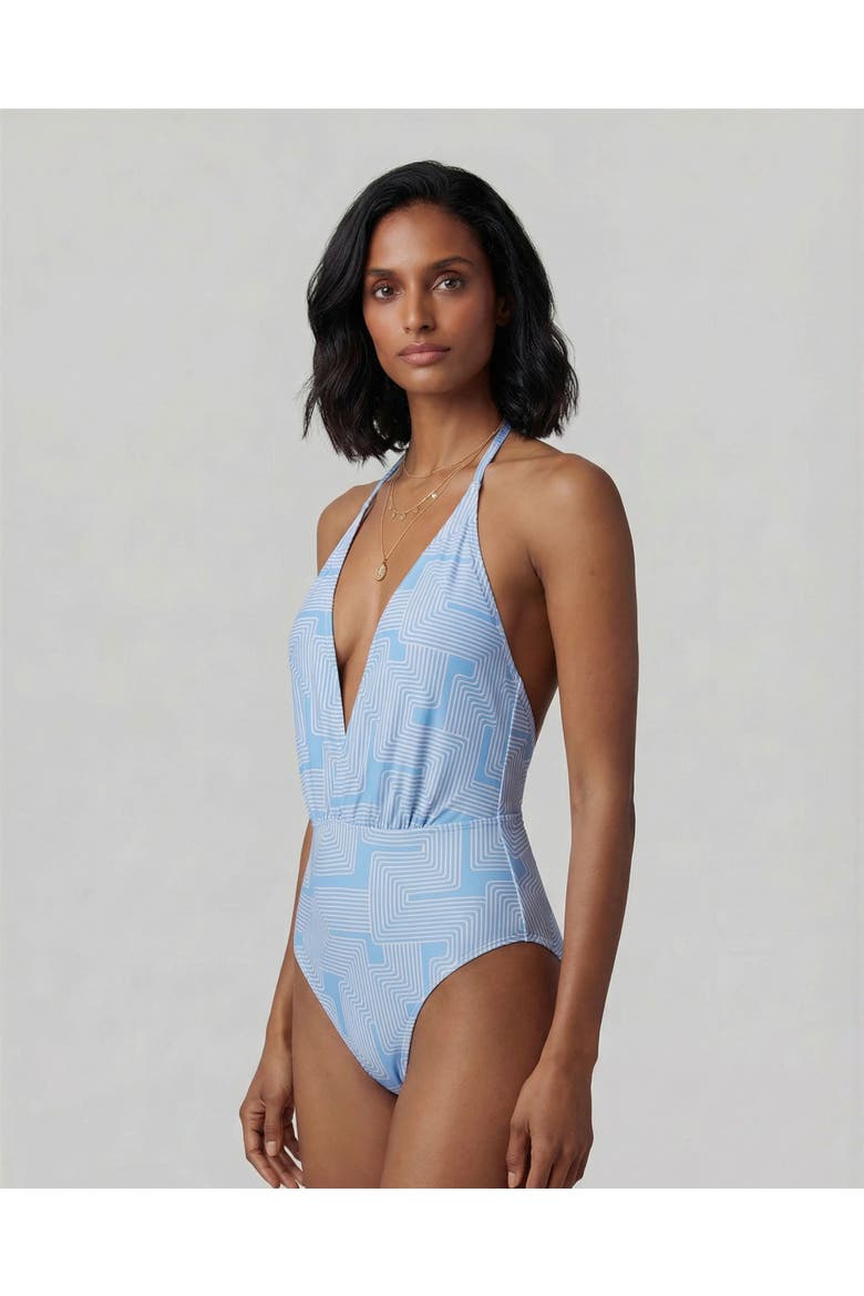 Inter Twine Womens Halter One-Piece Swimsuit, Alternate, color, Inter Twine Blue
