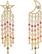 EDEN PRESLEY Supernova 14k Gold Multi-Stone Mismatched Drop Earrings