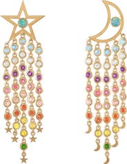 EDEN PRESLEY Supernova 14k Gold Multi-Stone Mismatched Drop Earrings