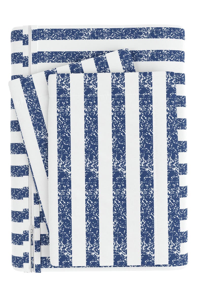 Premium Ultra Soft 3-Piece Puffed Rugged Stripes Duvet Cover Set, Alternate, color, NAVY