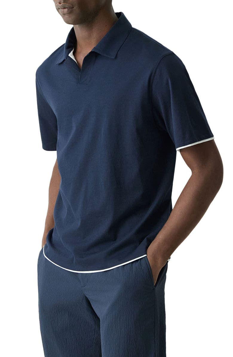 Theory Layered Pima Cotton Polo, Alternate, color, Baltic/ White