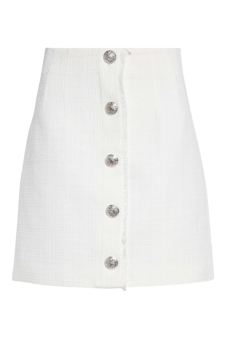 Melia Tweed Button Front Skirt, Alternate, color, OFF WHITE
