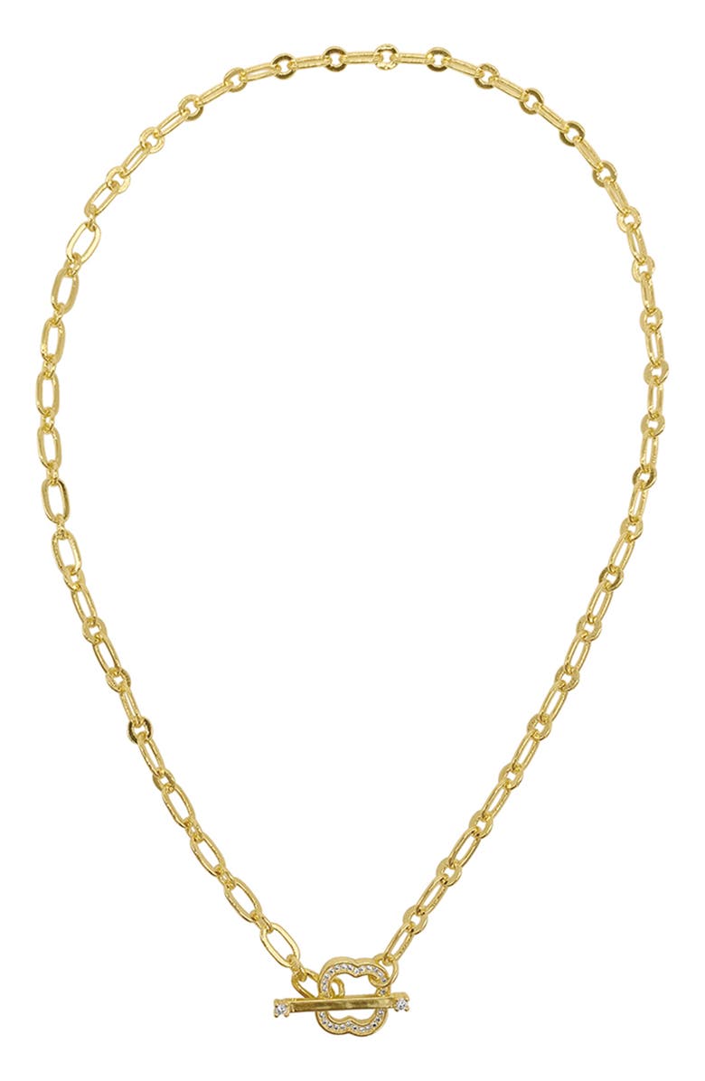 Adornia Crystal Clover Paperclip Chain Necklace, Main, color, Yellow