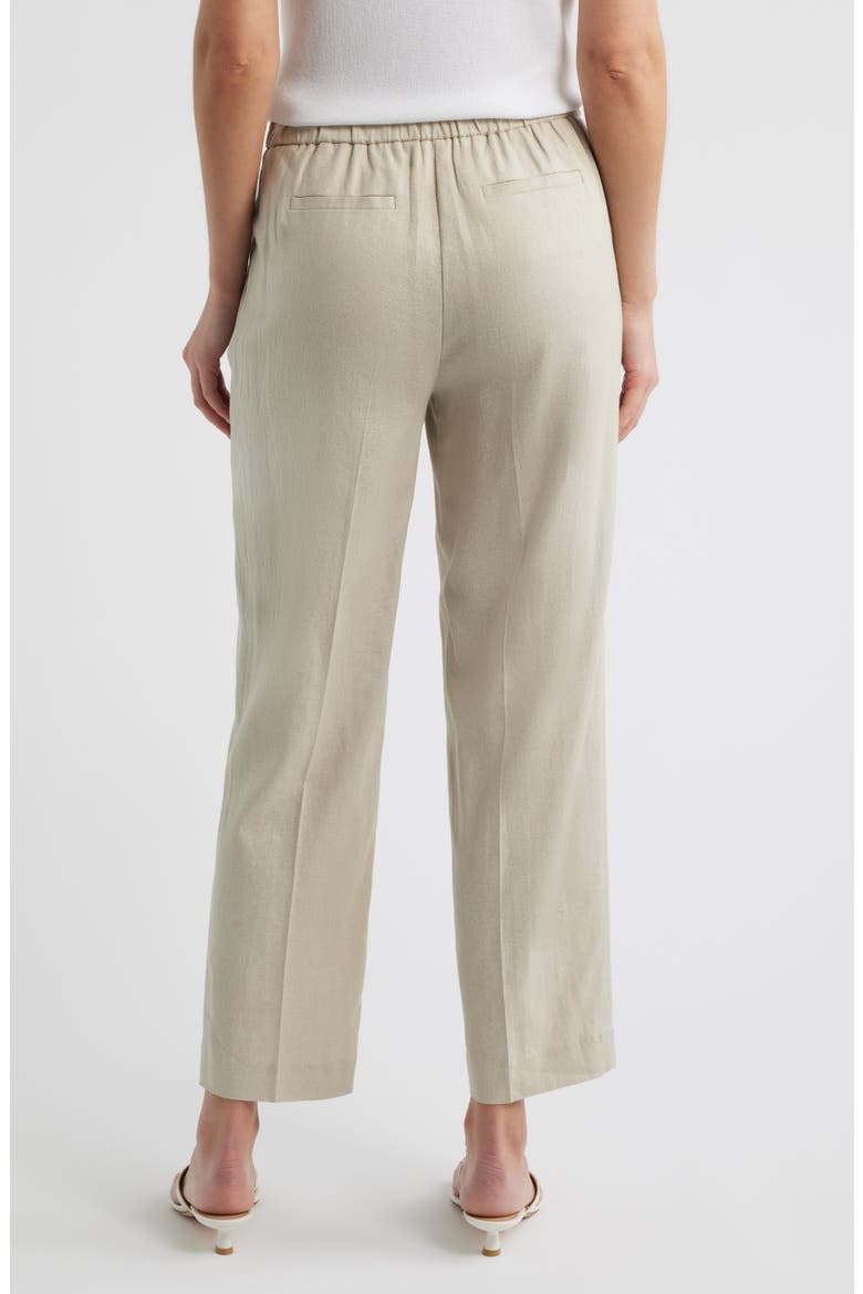 High Waist Pull-On Straight Leg Linen Blend Pants, Alternate, color, LIGHT SANDSTONE