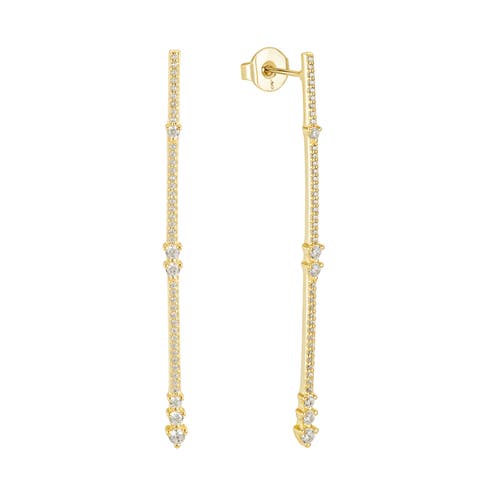 Untamed Petals Eternity Pave Linear Drop Earrings In Gold