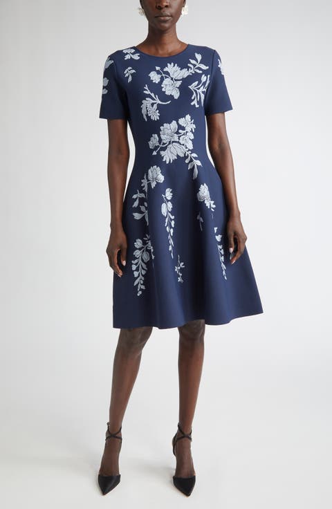 Floral Jacquard Fit & Flare Dress