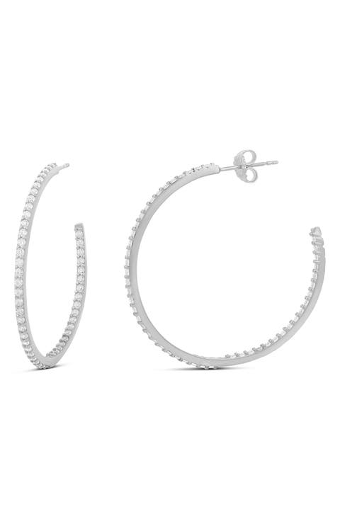 Cubic Zirconia Pavé Inside Out Hoop Earrings
