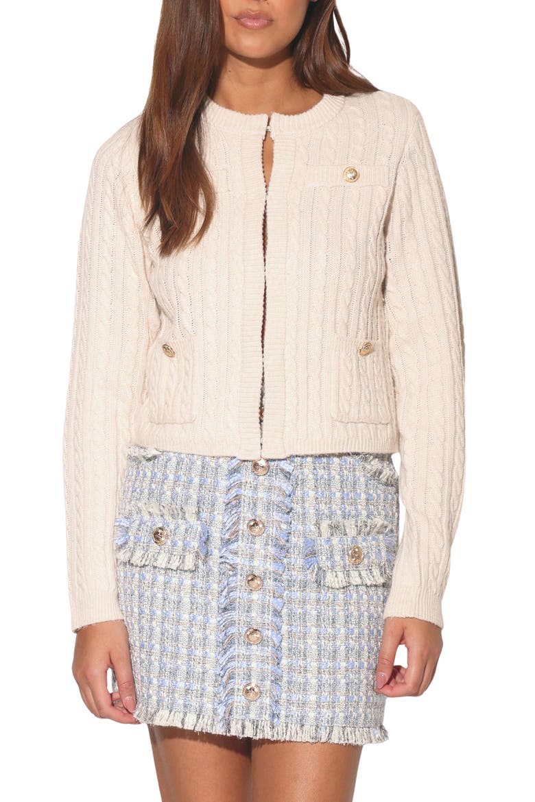 Giselle Cable Stitch Cardigan Sweater, Main, color, CREAM