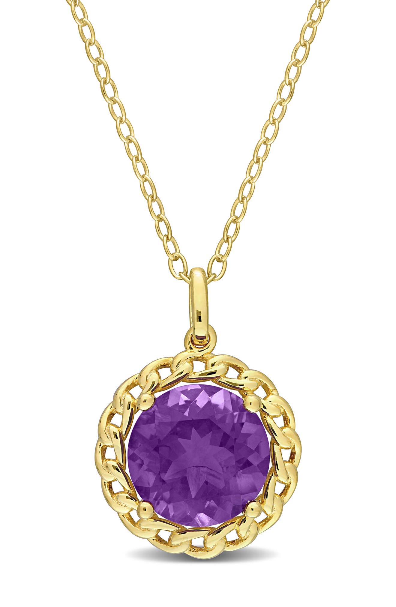 DELMAR 10K Gold Vermeil African Amethyst Chain Pendant Necklace