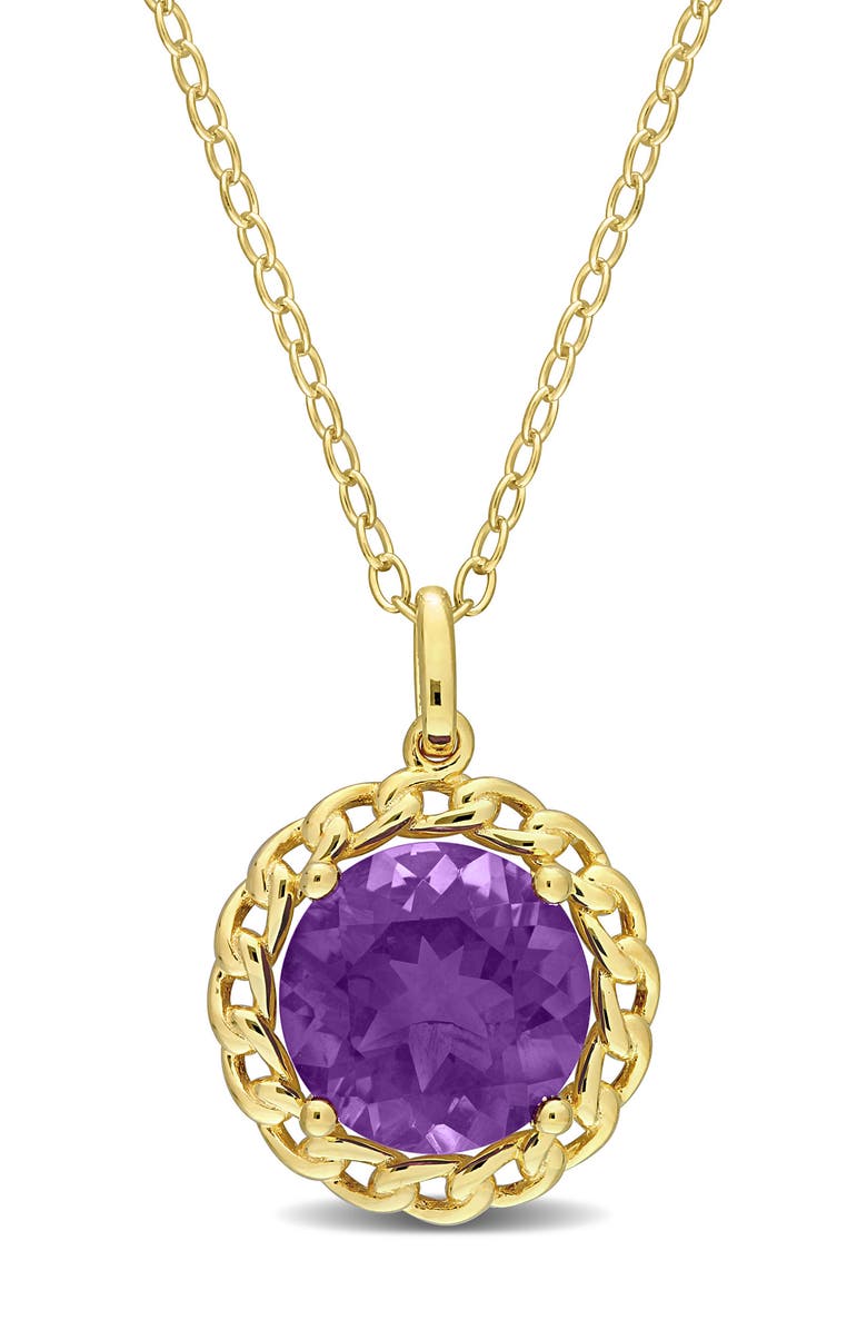 DELMAR 10K Gold Vermeil African Amethyst Chain Pendant Necklace, Main, color, Purple