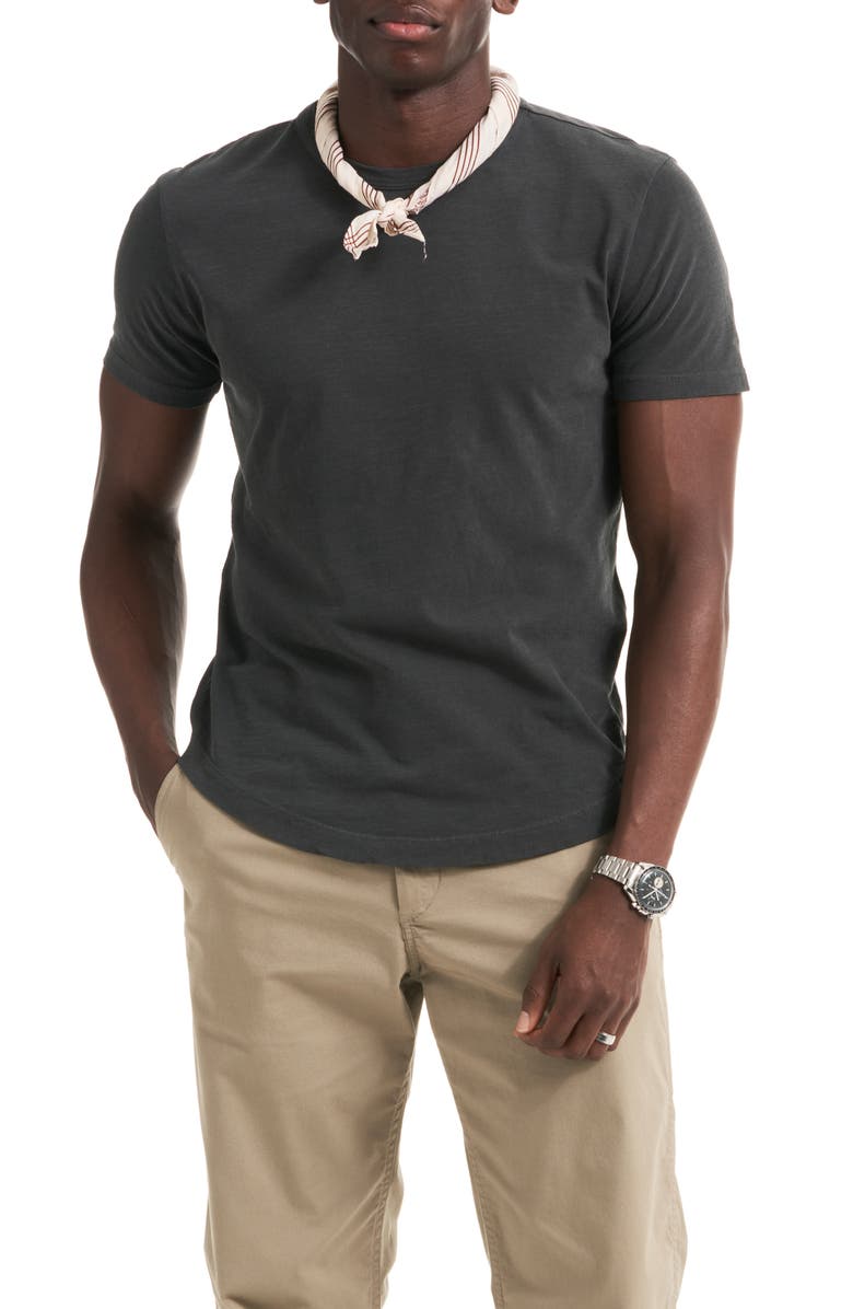 BUCK MASON Curve Hem Cotton Slub T-Shirt, Alternate, color, Coal