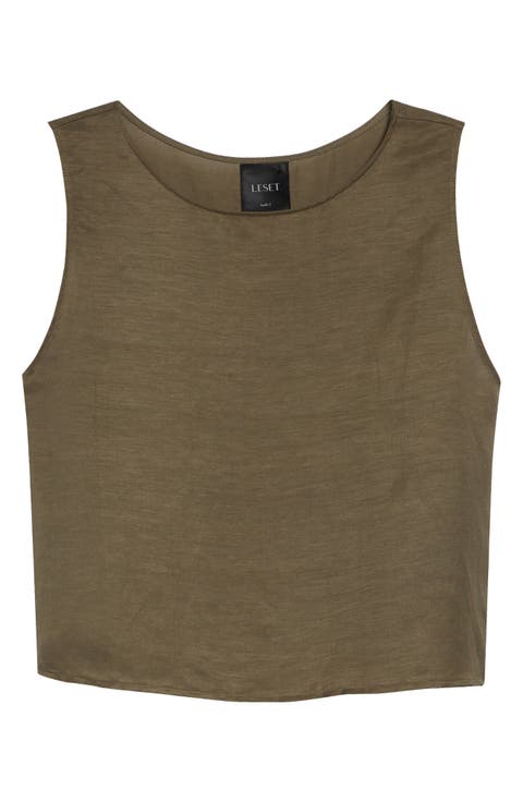 Daniel Linen Blend Sleeveless Crop Top
