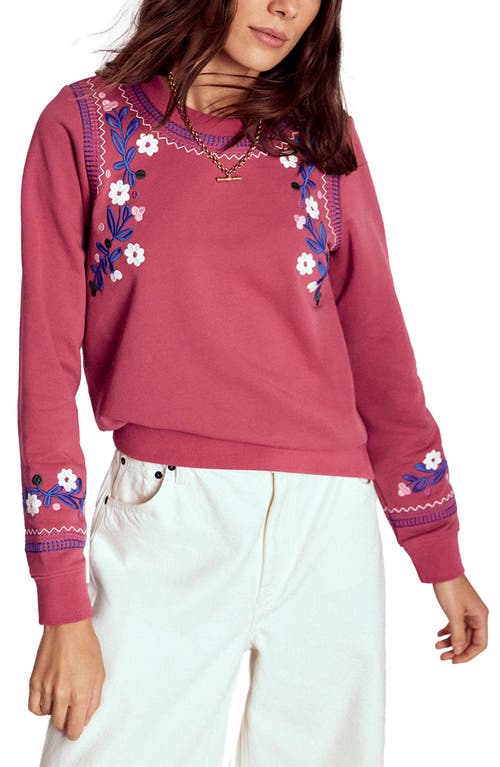 Boden Hannah Embroidered Floral Sweatshirt In Pink