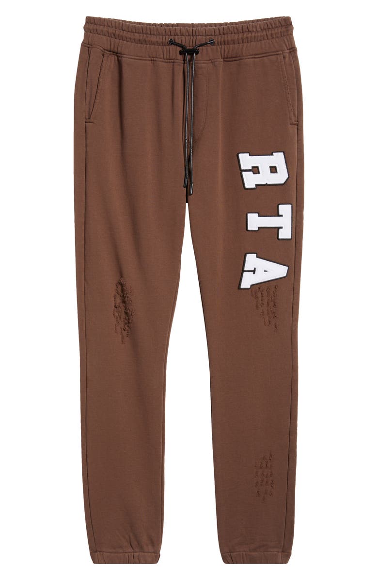 RtA Owen Collegiate Distressed Joggers, Main, color, Brown Collegiate