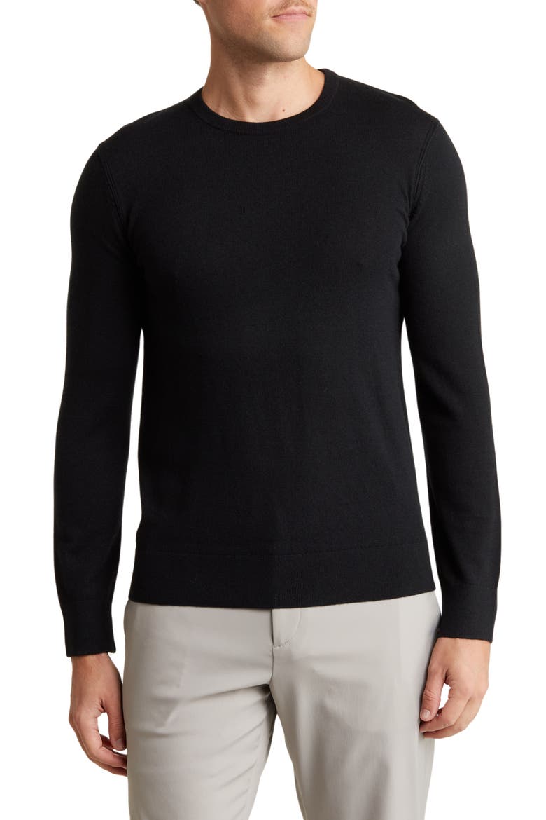Riland Harman Merino Wool Blend Pullover, Main, color, BLACK