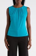 Calvin Klein Solid Pleated Front Sleeveless Top