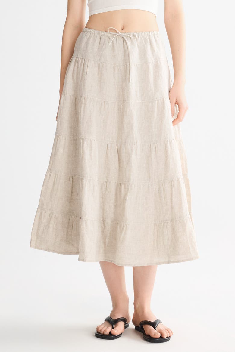 Bouquet Linen Skirt, Alternate, color, Beige