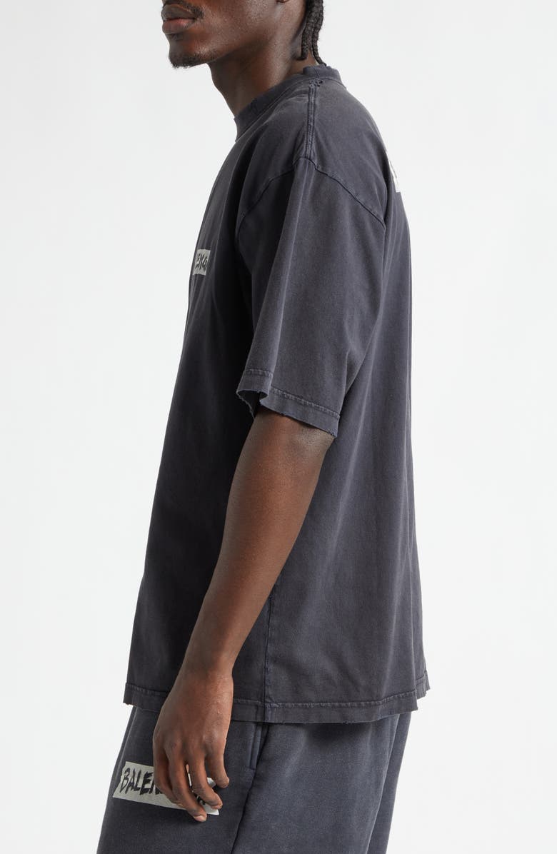 Balenciaga Masking Tape Logo Dry Jersey T-Shirt, Alternate, color, 1041 Faded Washed Black