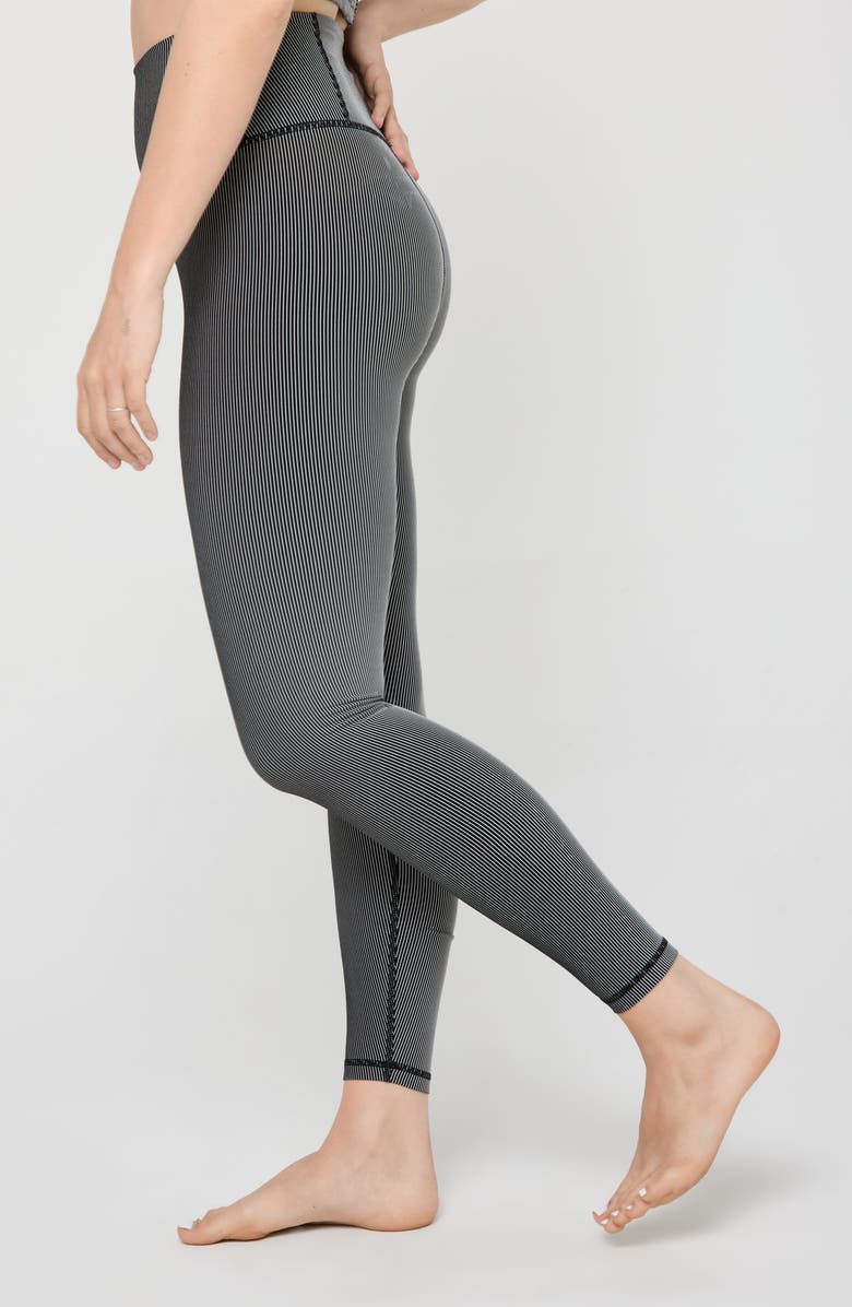 Spiritual Gangster Ada 2-Tone Stripe Leggings, Alternate, color, Black