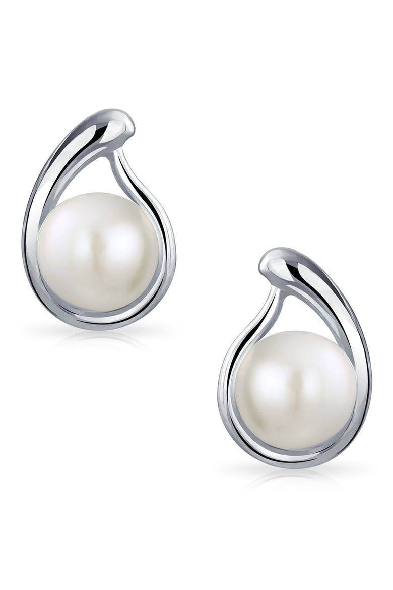 Freshwater Pearl Stud Earrings, Alternate, color, WHITE