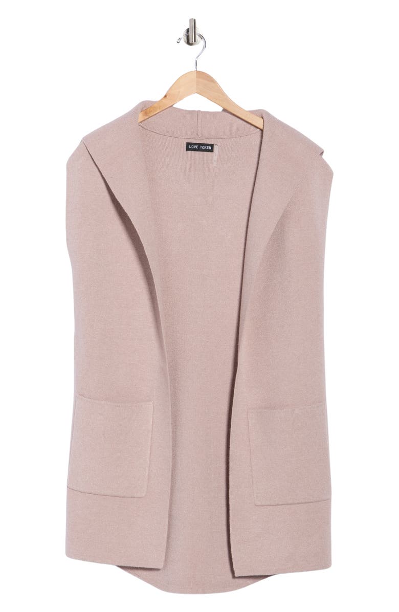 Love Token Hooded Knit Cardigan, Alternate, color, Oatmeal