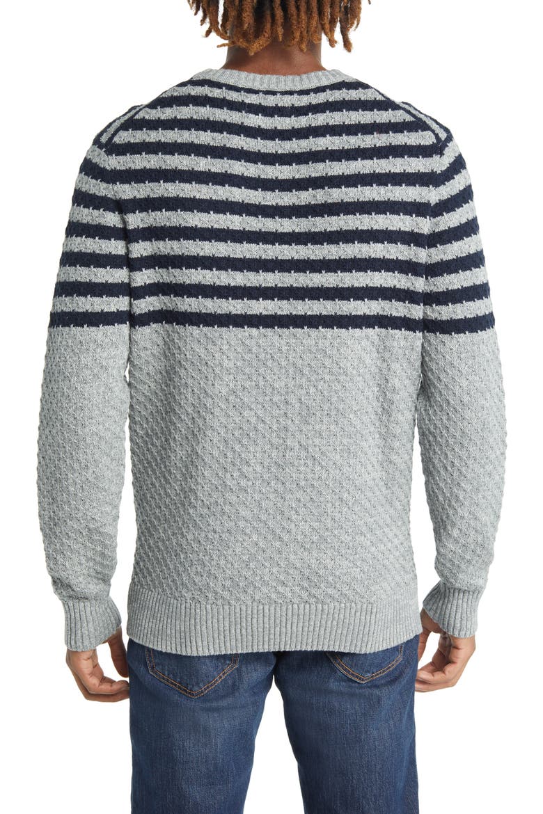 Cotton Piqué Sweater, Alternate, color, GREY/ NAVY