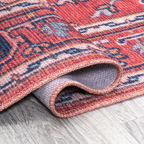 Jonathan Y Cirali Ornate Large Medallion Machine-washable Round Area Rug In Red/navy