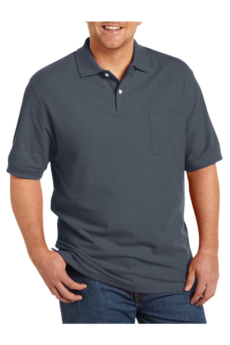 Big & Tall Pocket Piqué Polo Shirt, Main, color, BLACKENED PEARL