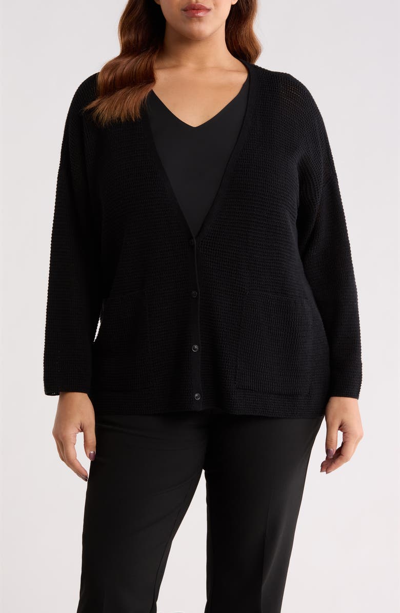 Eileen Fisher V-Neck Cardigan, Main, color, Black