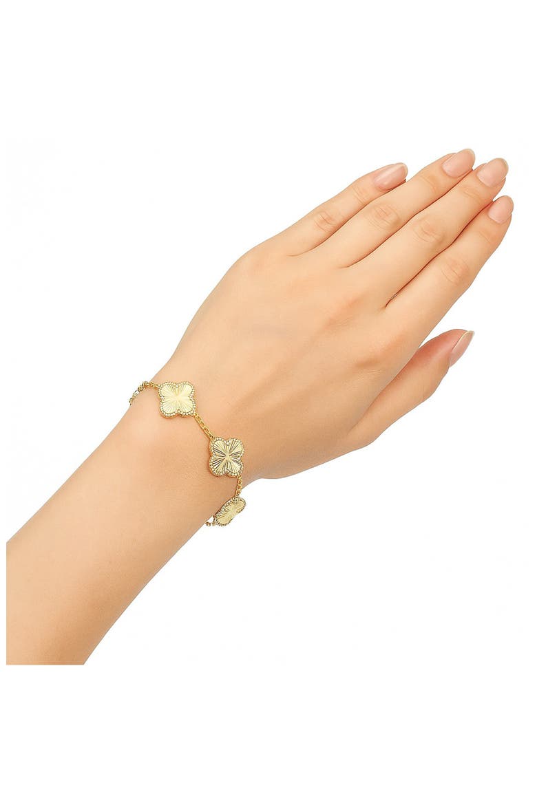 Pavé CZ Clover Station Bracelet, Alternate, color, SATIN / CZ