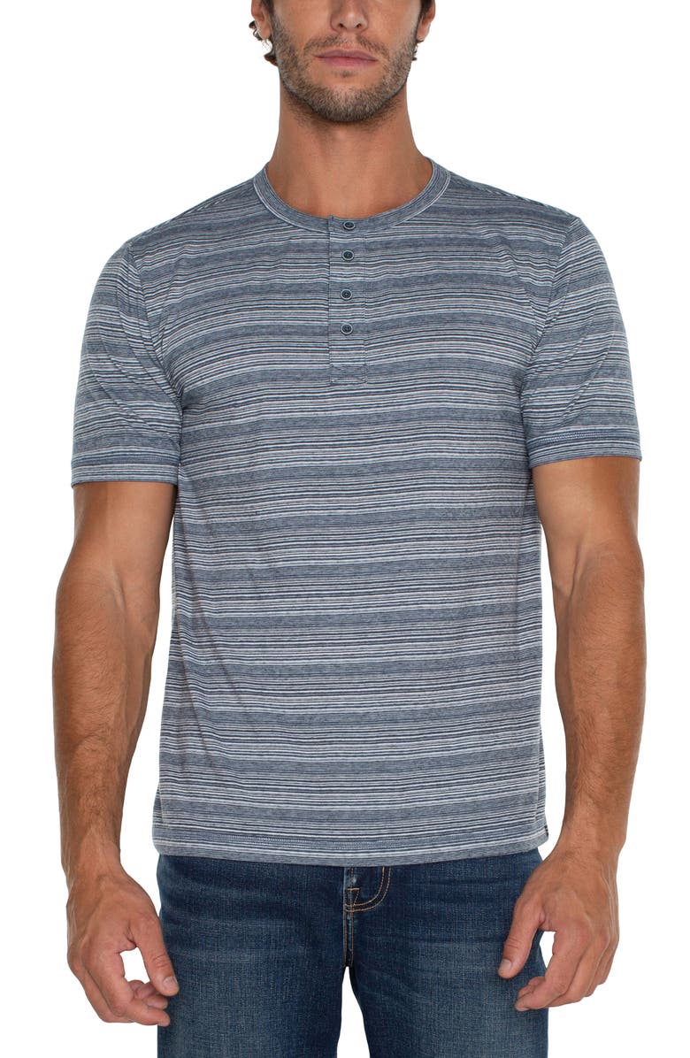 Liverpool Los Angeles Stripe Short Sleeve Henley, Main, color, 