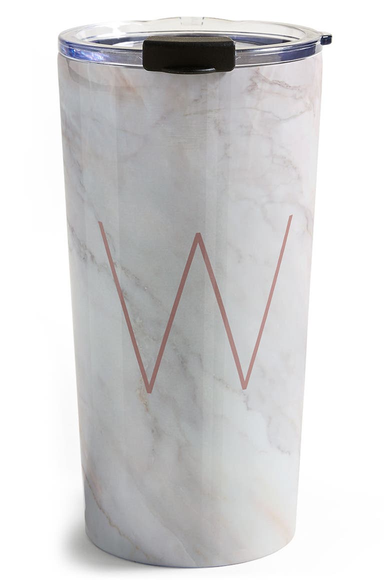 Marbled Monogram Travel Mug, Main, color, W