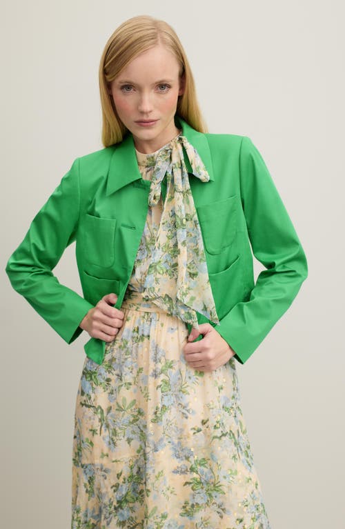 Lk Bennett Crop Cotton Jacket In Green