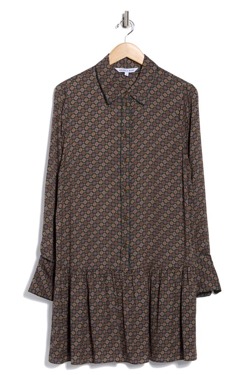 Veronica Beard Alexandra Long Sleeve Silk Blend Shirtdress, Alternate, color, Pine Multi