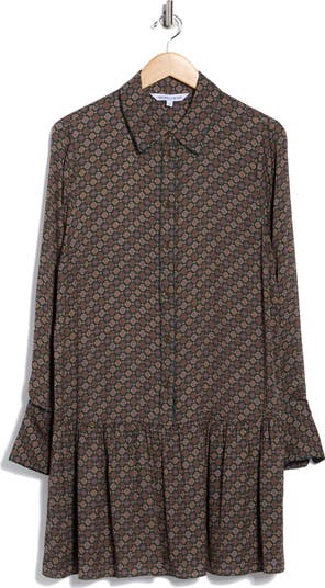 Alexandra Long Sleeve Silk Blend Shirtdress